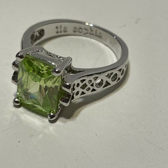 LIA SOPHIA 'Appletini' Silver Green CZ Solitaire - Picture 2 of 8